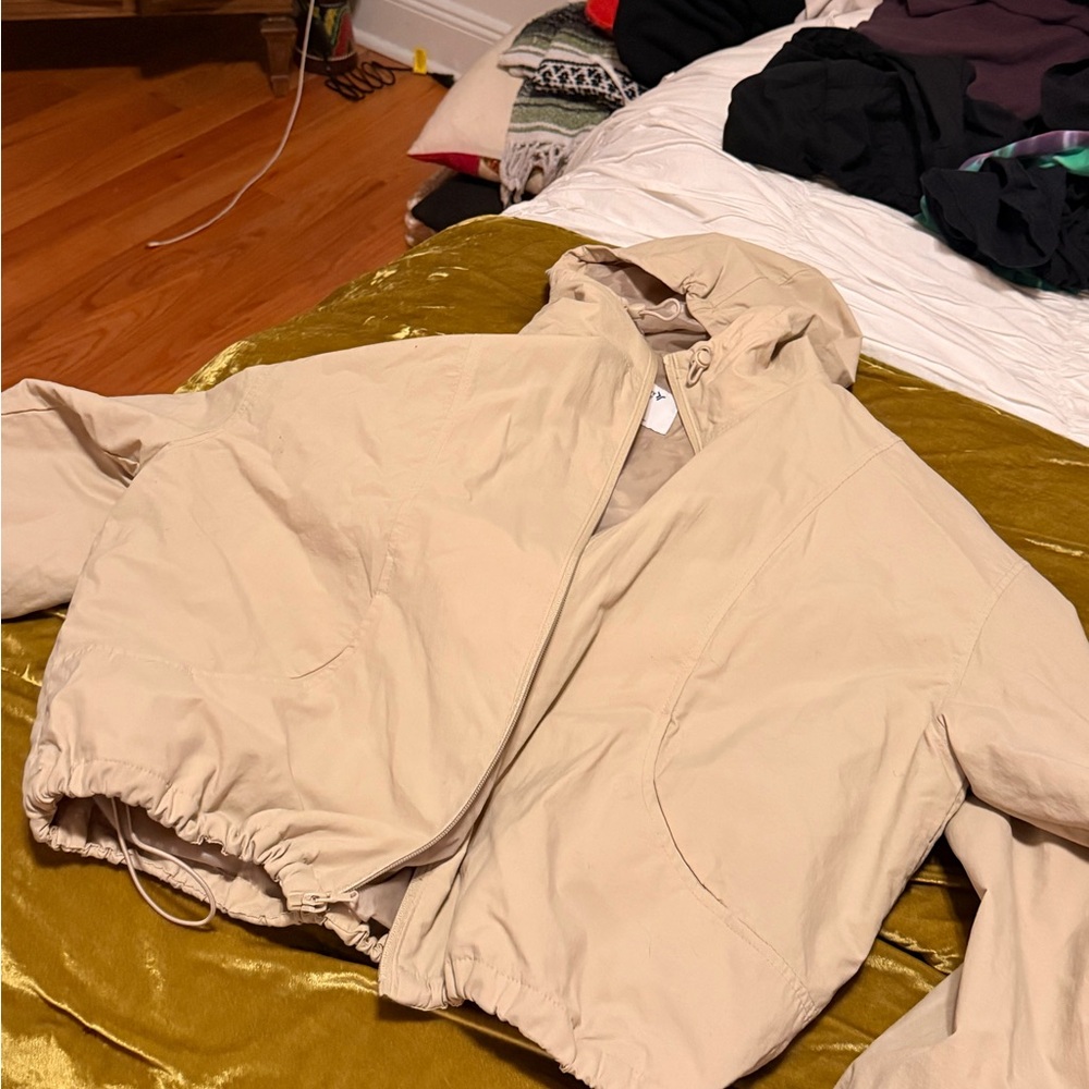 Old navy Beige Hooded Cropped Jacket - Neutral Hoodie
